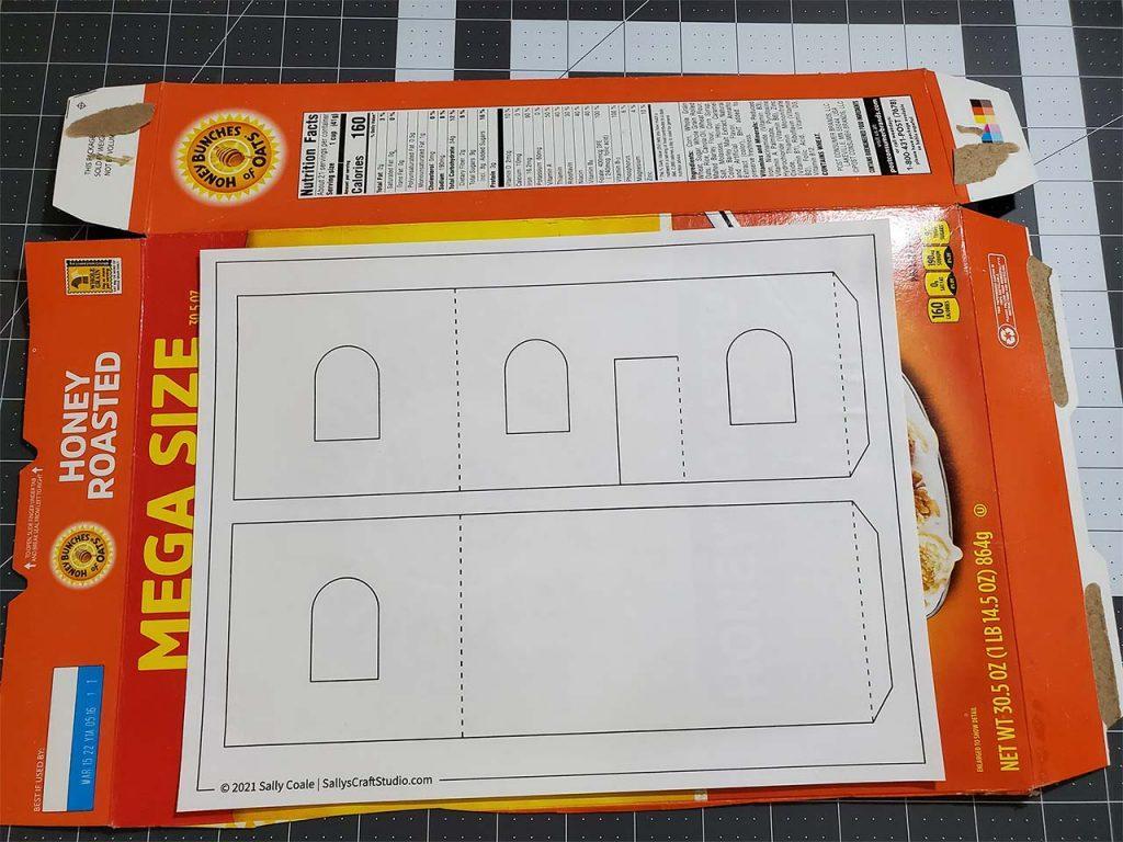 stick the glued template papers to the card board